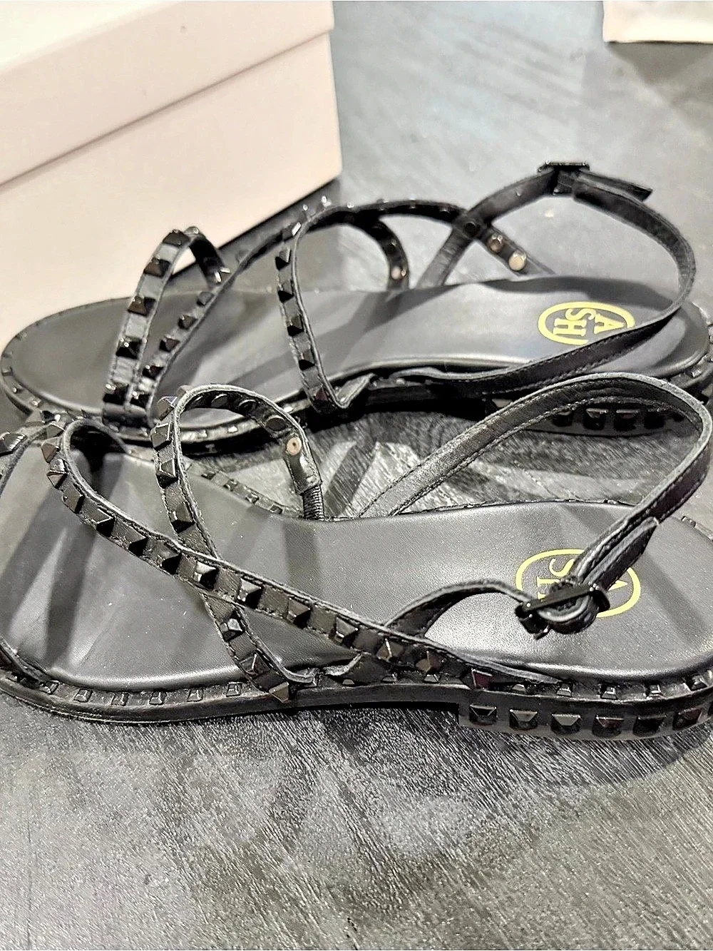 Ash Peace S Studded Strappy Sandals Black EU 39 Like New